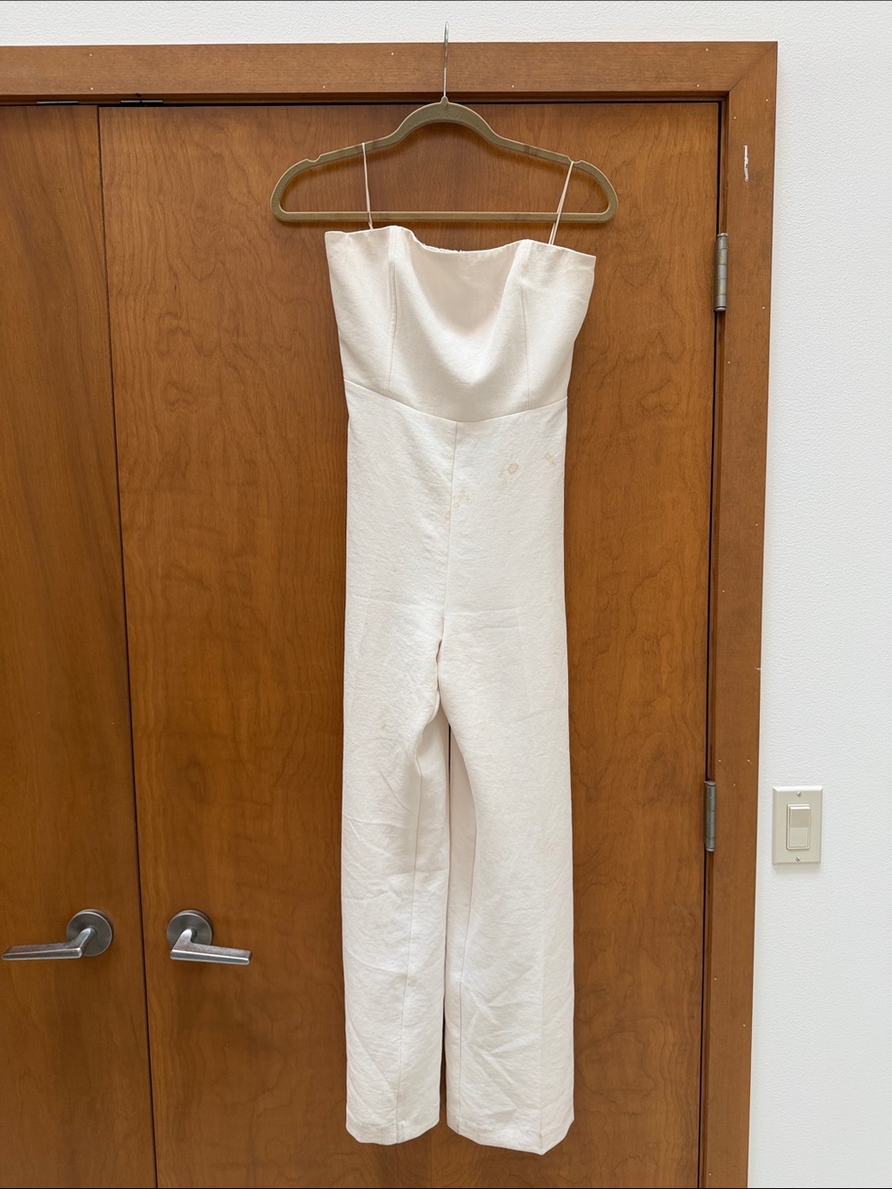 Wilfred Cream Strapless Wide-Leg Jumpsuit